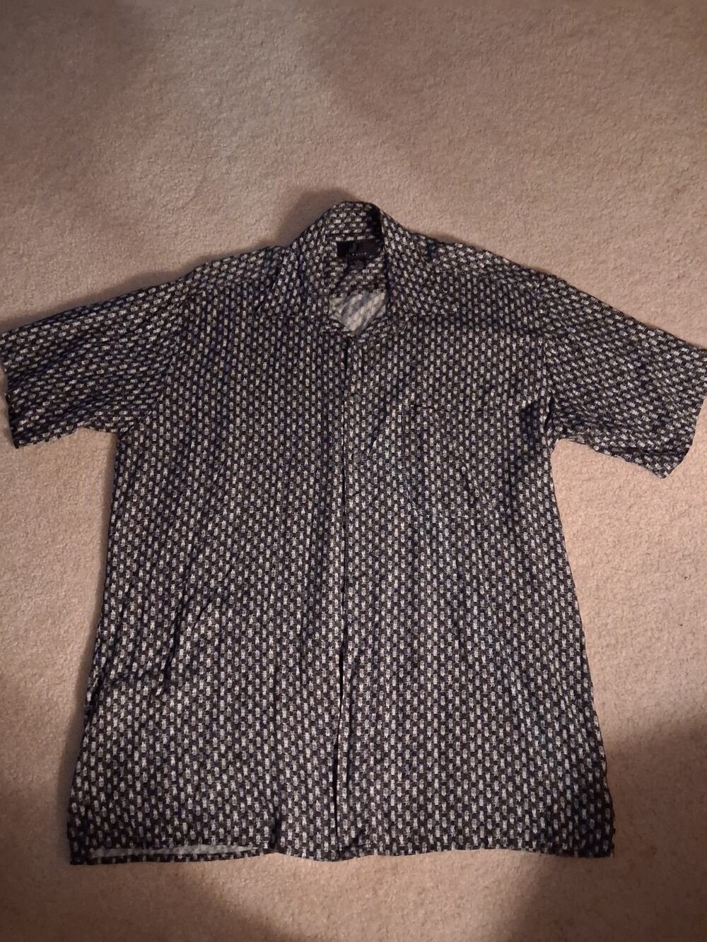 J. Ferrari Men's Dress Shirt Button-Up short Sleeve Size Large